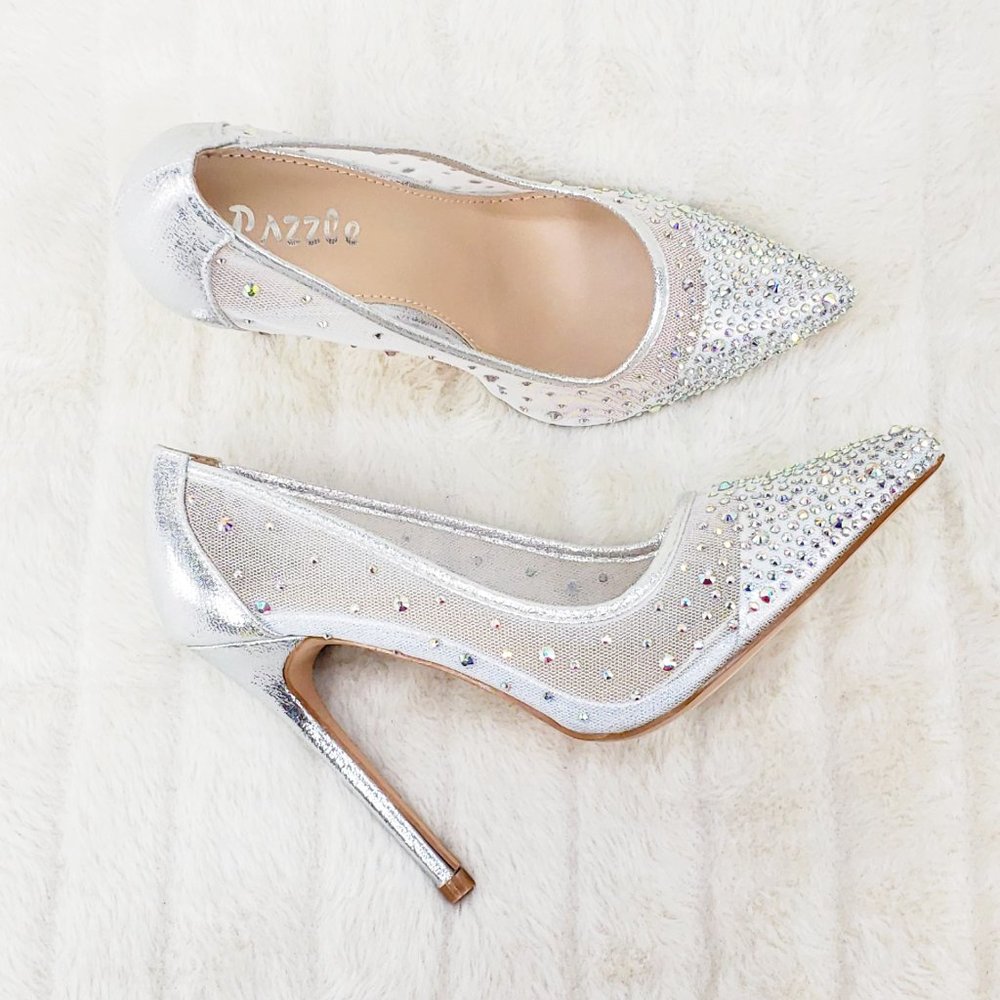 Shimmering Silver Rhinestone Heels - Picture 3 of 12